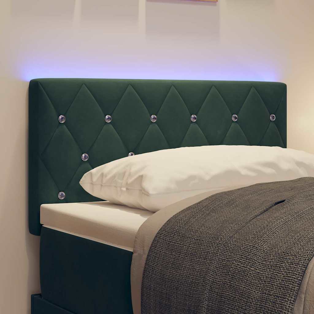 LED Headboard with LED Strip Lights Dark green 80 cm Velvet
